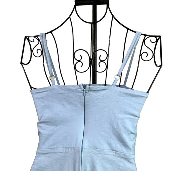 DStudio Light Wash Denim Mini Dress Adjustable Straps Fit & Flare Zip-Up Back - Picture 5 of 13